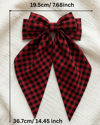 Fall Red Plaid Hair Bow Clips Set of 4-W