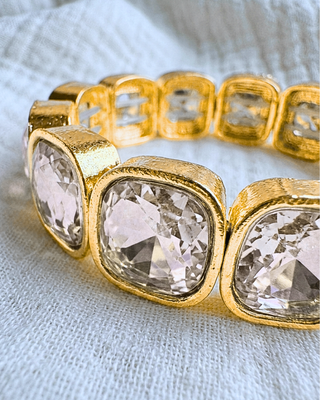 Big White Crystal & Charm Bead Bracelets-W