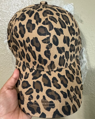 Leopard Print Curved Brim Adjustable Cap(Dark)-W