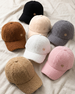 Pre-Order Fur Curved Brim Teddy Fabric Caps-W