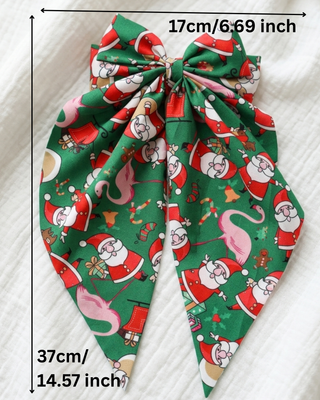 Christmas Santa & Flamingo Hair Bow Clips Set of 2-W
