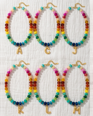 Pre-Order Multicolor Chunky Bead Initial/Letter Necklace-W