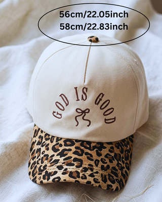 Faith Brown Bow God Is Good Leopard Print Cap-W