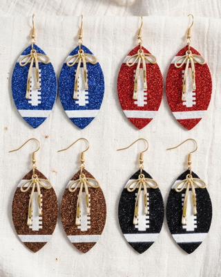 Football & Bow Homecoming Dangle Earrings-W