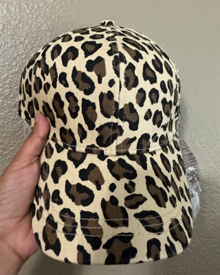 Leopard Print Curved Brim Adjustable Cap(Light)-W
