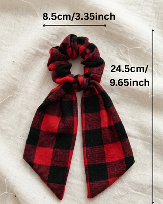 Fall & Christmas Plaid Hair Scrunchies Set of 2-W
