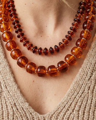 Fall Beaded Adjustable Necklaces Coffee Amber-W