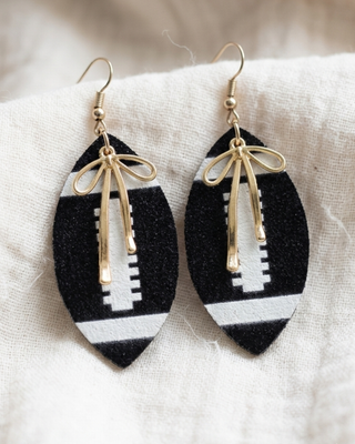 Football & Bow Homecoming Dangle Earrings-W