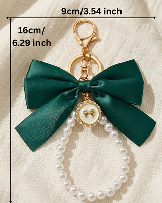 Bow Pearl Wristlet Keychain/Bag charm Lanyard Set of 2-W