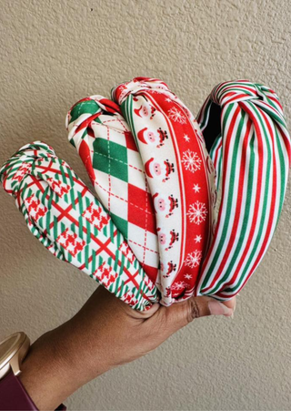 Christmas Festive Plaid & Fabric Headband(Set of 4)-W
