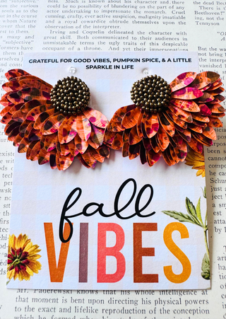 Fall Color Half Flower Beaded Lightweight Earrings - W