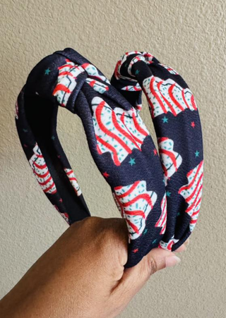 Black Christmas Tree Pattern Festive Headband-W