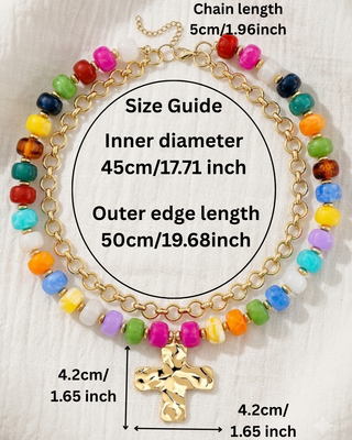 Pre-Order Multicolor Double Stack Necklace with a Cross-W