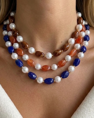 Pre-order Natural Pearl & Resin Strand Necklace-W
