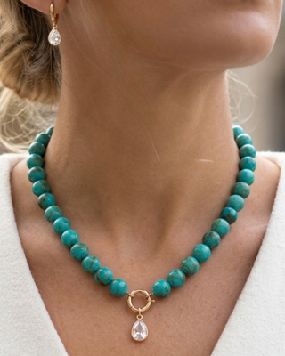 Fall Waterdrop Bead Necklace & Earring Set-W