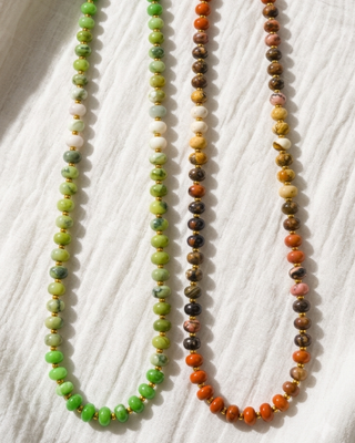 Fall Natural Stone Beaded Adjustable Necklaces-W