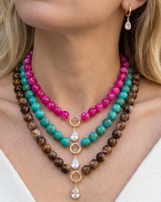 Fall Waterdrop Bead Necklace & Earring Set-W