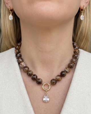 Fall Waterdrop Bead Necklace & Earring Set-W