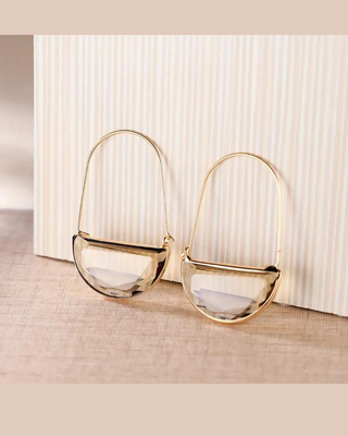 Gold-Plated Half Moon Hoop Earring-W