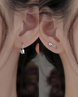 Silver Minimalist Tulip Stud Earring