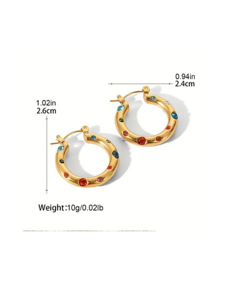 Gold-Plated Multi-Colored Hoop Earring-W