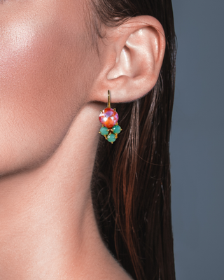 Gold-Plated Geometric Gemstone Drop Earring