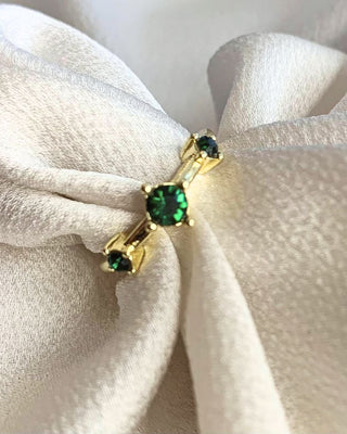 18K Gold Plated Thin Band (RING) with Tiny Emeralds