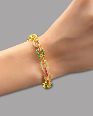 18K Gold-Plated Rainbow Multi-Colored Bangle Bracelet