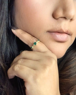 18K Gold Plated Thin Band (RING) with Tiny Emeralds