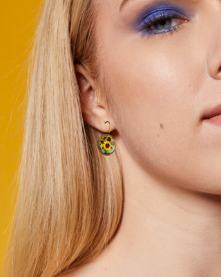 Fall Copper Sunflower Printed Hoop Earring-W