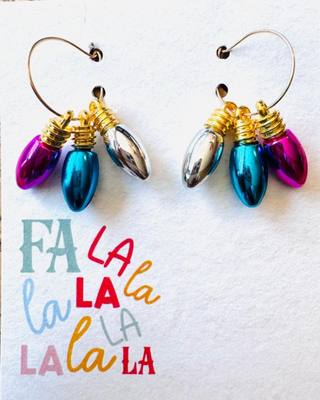 Merry Glow Christmas Light Bulb Pendant Earrings-W