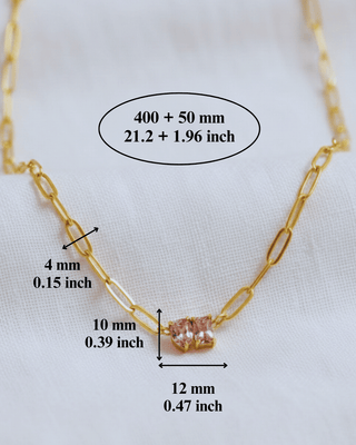 Irregular Zirconia Gold Paperclip Necklace Pink/White-W RTS