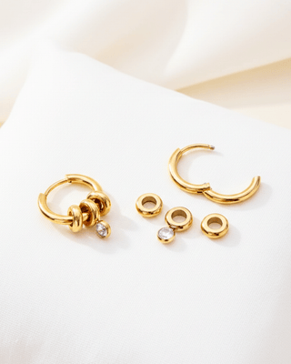 Zirconia Gold Hoop Geometric Earring-W RTS