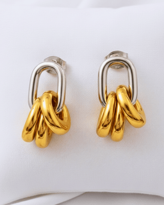 Duo-Toned Link Chain Dangle Earring-W RTS