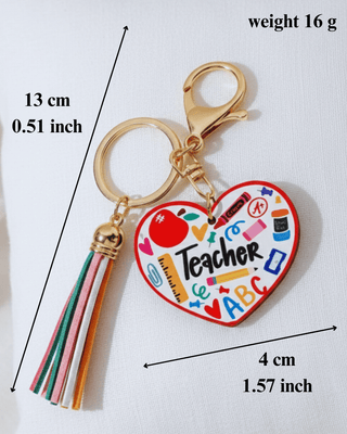 Teacher Heart with Tassel Keychain/Bag Charm-W