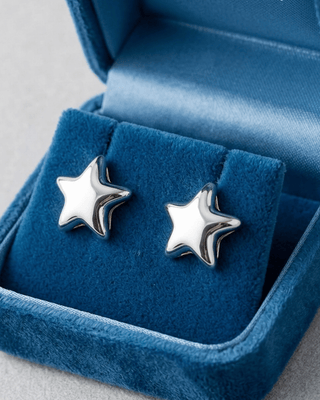 Patriotic Star Stud Hypoallergenic Earring Silver & Gold-W