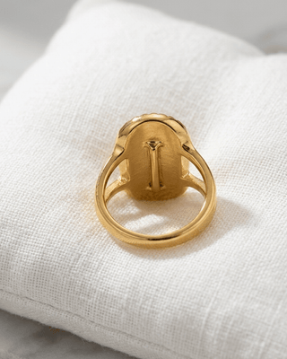 Faith Oval Cross 18K Gold Polychrome Statement Ring Size 8-W