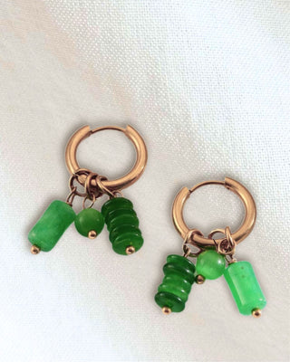 Scarf Chain Hammered Cross Necklace & Earring Set Green-W
