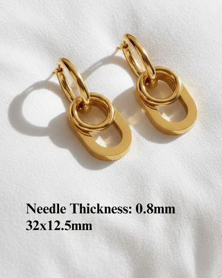 Geometric Link Hoop Dangle Earring Golden-W