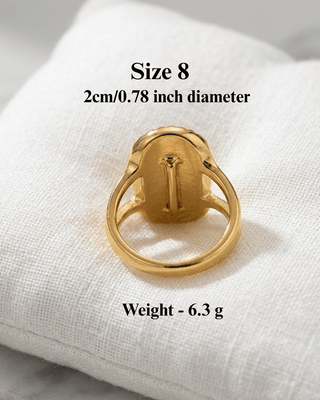 Faith Oval Cross 18K Gold Polychrome Statement Ring Size 8-W