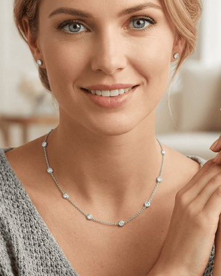 Zirconia Paperclip & Sleek Chain Stack Necklaces Silver-W