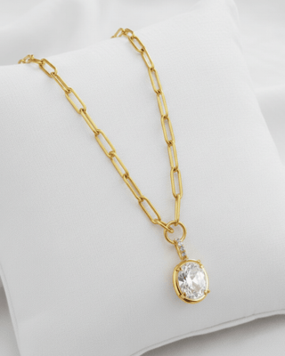 Zirconia Stone Sleek Chain Necklaces With Bracelet & Earring-W