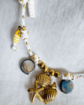 Summer Beach Charms & Gold Shell Necklace-W
