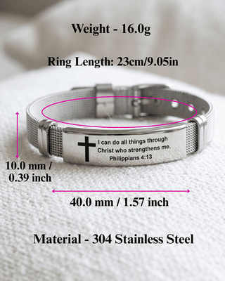 Faith Bible Verse Bracelet Set of 2 Steel & Black Silicone-W