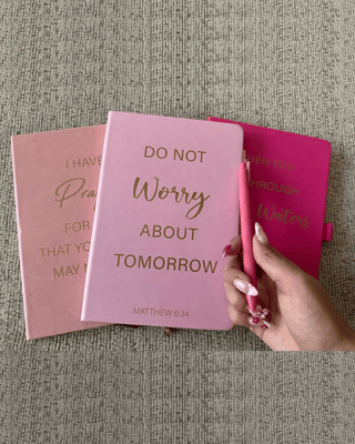 Faith Leather Bound Journal Bundle Assorted Shades of Pink-W