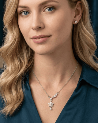 Zirconia Stainless Steel Paperclip Chain Stack Necklaces Silver-W