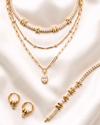 Zirconia Stone Sleek Chain Necklaces With Bracelet & Earring-W