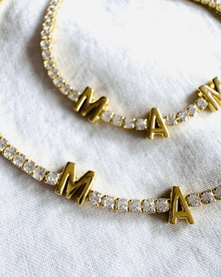 MAMA Rhinestone Necklace & Bracelet Set-W