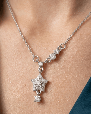 Zirconia Stainless Steel Paperclip Chain Stack Necklaces Silver-W