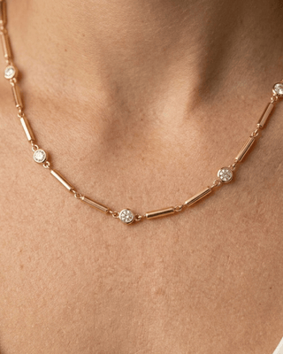 Zirconia Stone Sleek Chain Necklaces With Bracelet & Earring-W